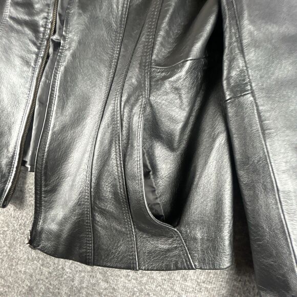 East 5th Leather Jacket Womens Sz L Black Full Zip Lined Moto Street Fashion - Picture 7 of 12